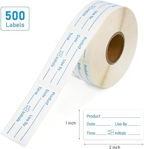 L LIKED 1x2 Inch Blue Dissolvable Food Labels - 500 Stickers,Fast Dissolving in 30 Seconds, Easy to Write On, No Residue,Dissolvable Labels for Food Containers, Storage Bins, Jars & Freezer