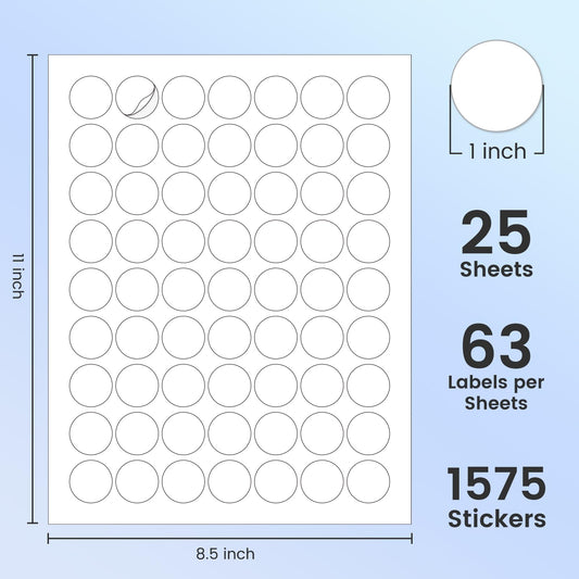 L LIKED Printable Round Labels,Matte White