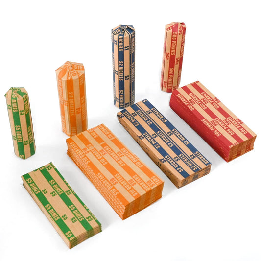 LLIKED Flat Coin Wrappers, Assorted US Coin Rolls, ABA Color Coded