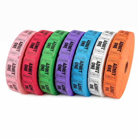 L LIKED Mixed Raffle Tickets, 1"x2" Rainbow Variety Pack – Consecutively Numbered & Perforated for Events, Carnivals, Door Prizes
