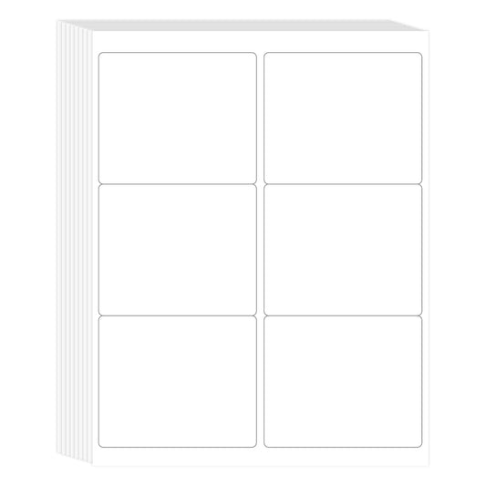 3-1/3" x 4" Printable White Sticker Labels, 6 up label by laser/inkjet printer