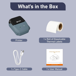 LLIKED HD11 2" Portable Bluetooth Thermal Label Printer With 1 Dissolvable labels, online Create Custom Stickers,for Small Businesses, Long-Life Print Head (approx 98,500+ Ft)