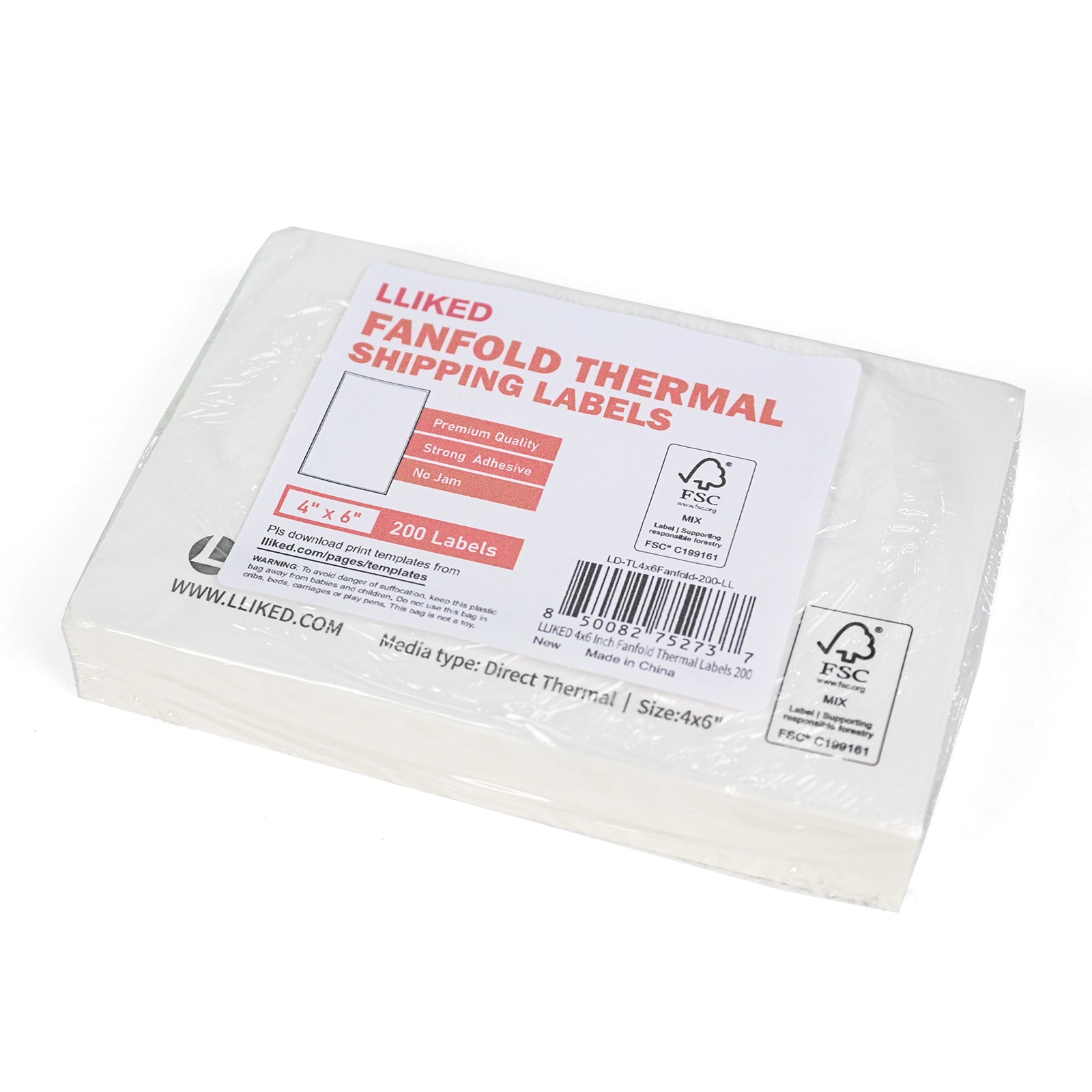 LLIKED 200 4x6 Thermal Labels Fanfold, Direct Thermal Shipping Labels - Perforated and Strong Adhesive