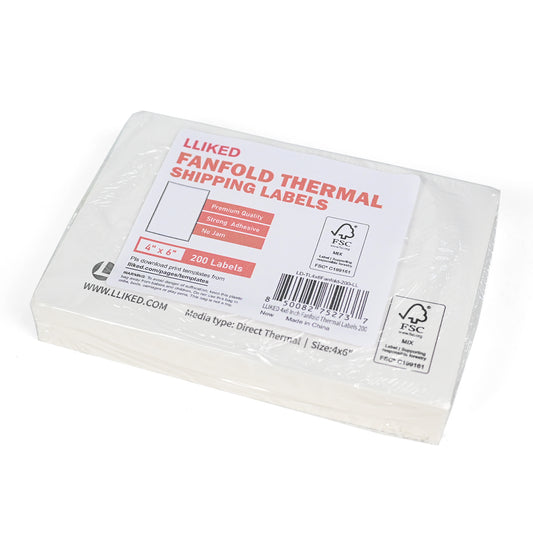 LLIKED 200 4x6 Thermal Labels Fanfold, Direct Thermal Shipping Labels - Perforated and Strong Adhesive