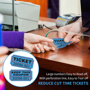 L LIKED 4000 Pairs Double Raffle Tickets - 4 Assorted Colors (Blue, Yellow, Red, Green), 1000 Tickets per Roll for Events, Fundraisers & Parties