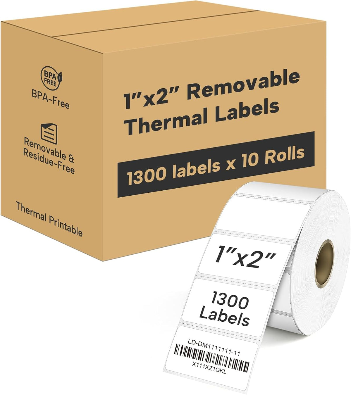 L LIKED 2"x3" Removable Labels 500 Thermal Labels with No Residue | Water & oil resistant, smudge-proof. For home, office, industrial use, school supplies & organization