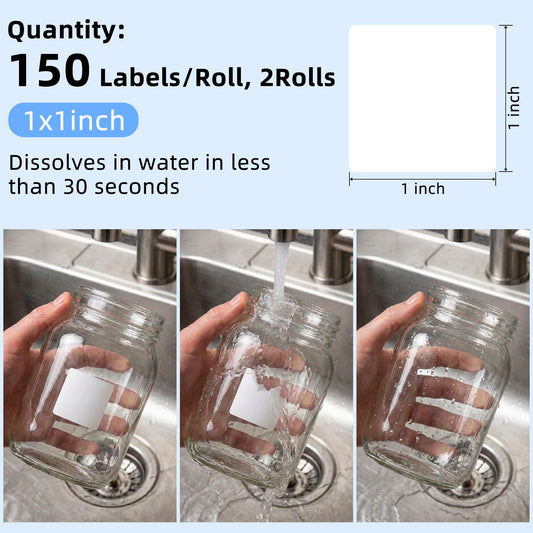 LLIKED 1" x 1" ,2" x 1",2" x 2"Thermal Dissolvable Labels Compatible With Rollo, Zebra and Direct Thermal Printers. Suitable for Name Tags, Office, Sample Logs and Medical Labels.