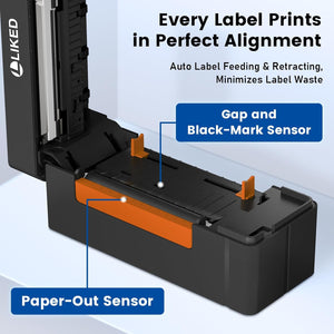 LLIKED LP56 4x6 Bluetooth Thermal Shipping Label Printer,Commercial Grade Long-Life Print Head (650K+ 4x6 Labels),for Small Businesses ,online design,Compatible with iPhone, Windows & Mac