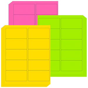 L LIKED Neon Multi-Color Paper, Bright Fluorescent Stickers Handwritten or Inkjet/Laser Print Colored Labels, 2"X4" for Shipping Envelopes & Small Packages-Green, Yellow, Pink (30 Sheets 300 Labels)