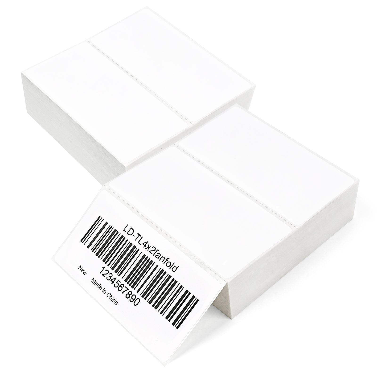L LIKED 4" X 2" Fanfold Direct Thermal Labels - 500/1000 Total UPC and Shipping Labels Compatible with Zebra, Munbyn, and Rollo Thermal Printers