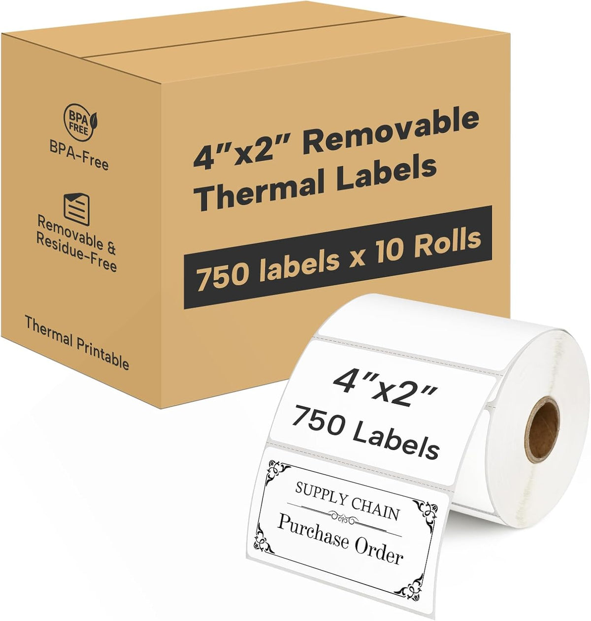 L LIKED 2"x3" Removable Labels 500 Thermal Labels with No Residue | Water & oil resistant, smudge-proof. For home, office, industrial use, school supplies & organization