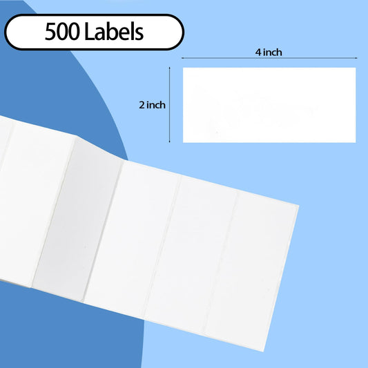 L LIKED 4" X 2" Fanfold Direct Thermal Labels - 500/1000 Total UPC and Shipping Labels Compatible with Zebra, Munbyn, and Rollo Thermal Printers