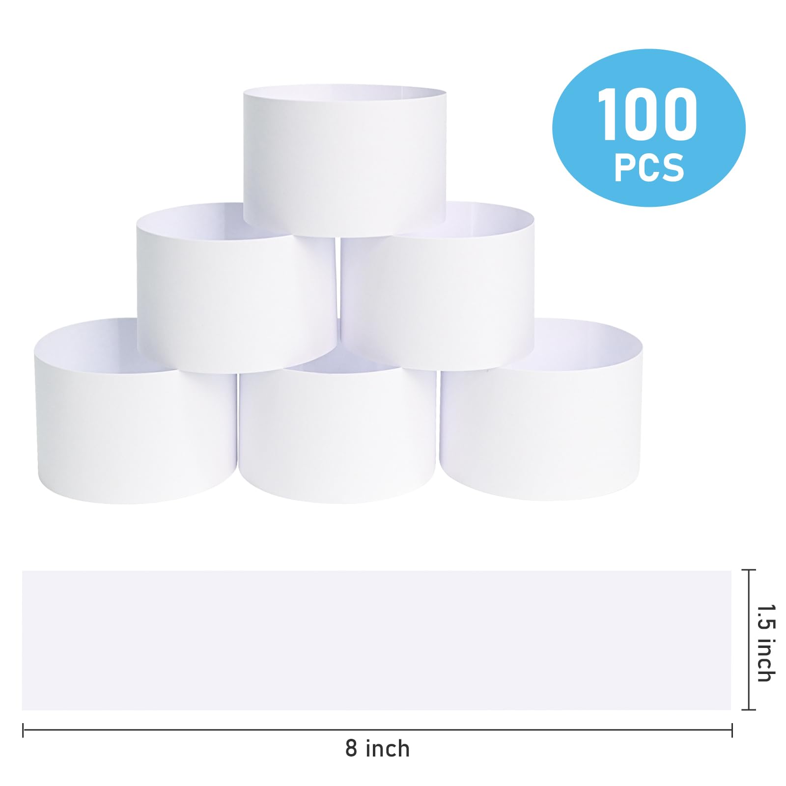 L LIKED Money Bands, Self Sealing Currency Money Straps for Bill Wrappers, Blank, White