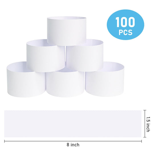 L LIKED Money Bands, Self Sealing Currency Money Straps for Bill Wrappers, Blank, White
