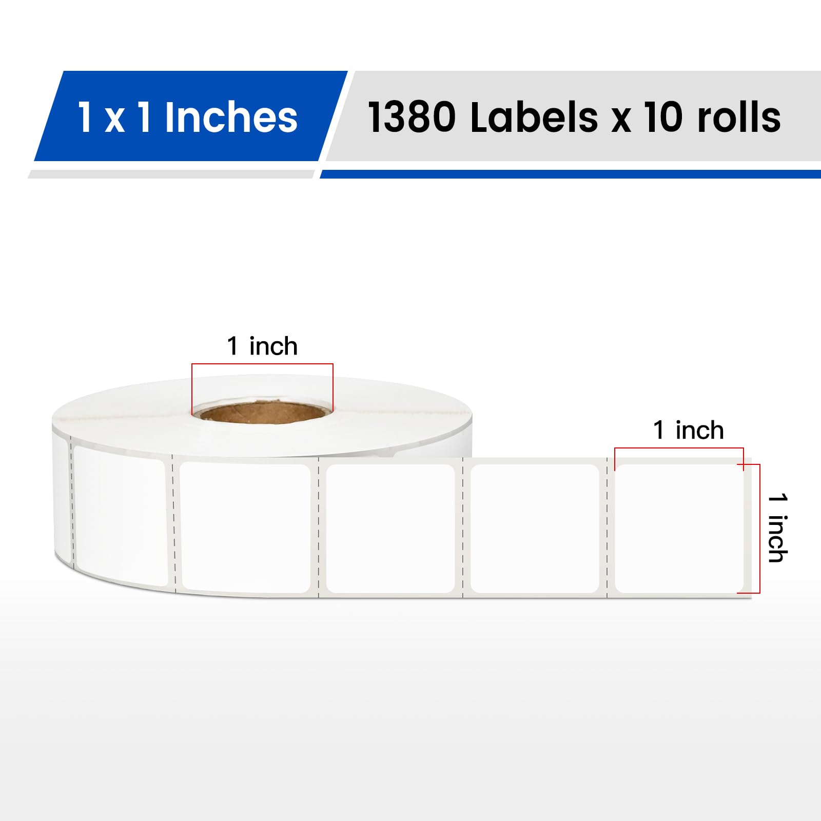L LIKED 10 Rolls 13800 Pcs 1x1 Inch Square Removable Thermal Labels | Smudge & residue-free adhesive. QR codes compatible, water & oil resistant. For home & office, No Residue