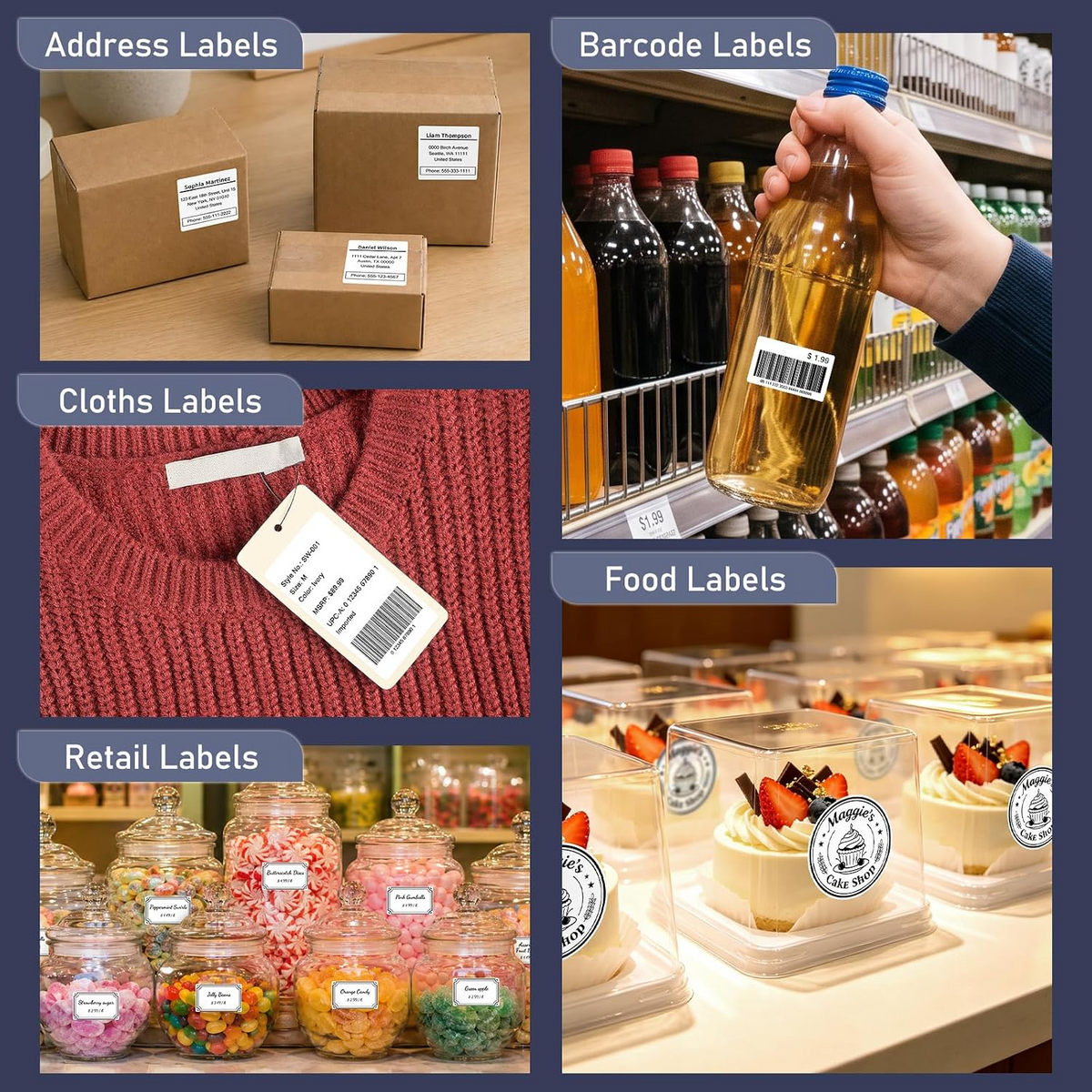 LLIKED HD11 2" Portable Bluetooth Thermal Label Printer With 1 Dissolvable labels, online Create Custom Stickers,for Small Businesses, Long-Life Print Head (approx 98,500+ Ft)
