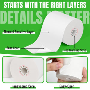 LLIKED 30 Rolls 3 1/8" x 230' Thermal Receipt Paper Roll BPA-Free Cash Register Paper, Smooth Print Paper Fits Most Standard Credit Card & POS Terminals