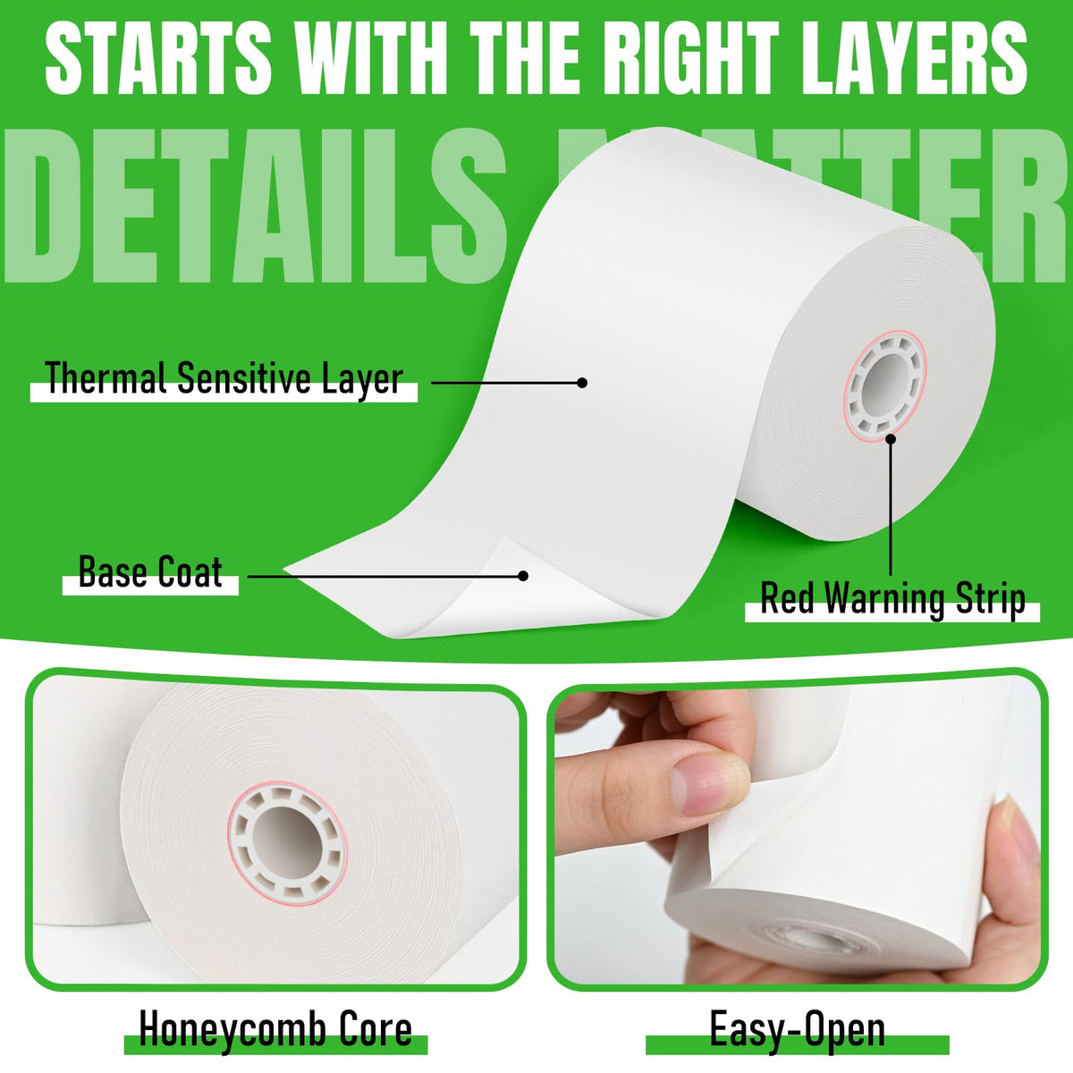 LLIKED 30 Rolls 3 1/8" x 230' Thermal Receipt Paper Roll BPA-Free Cash Register Paper, Smooth Print Paper Fits Most Standard Credit Card & POS Terminals