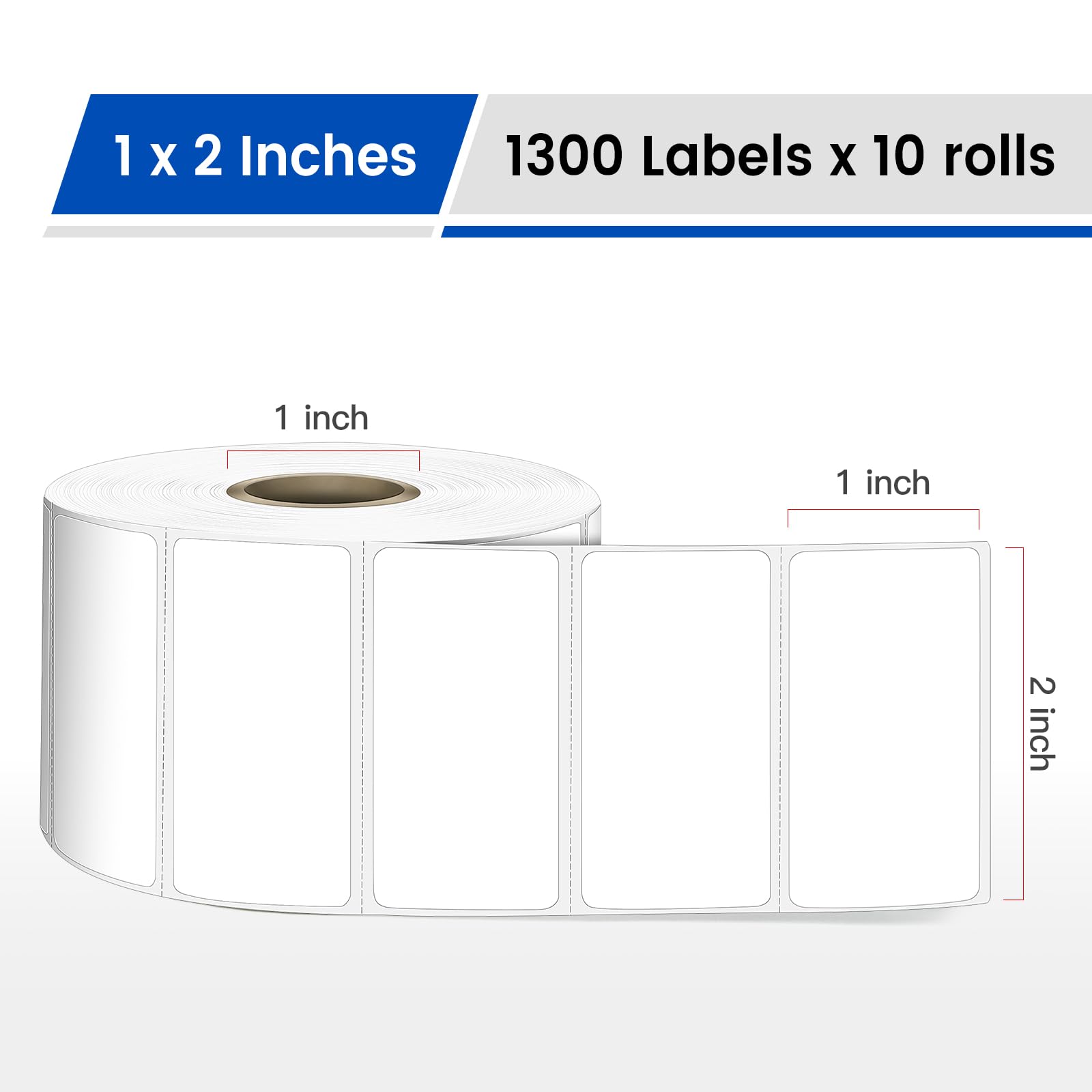L LIKED 2" x 1" Removable Thermal Labels No Residue 10 Rolls 13000 Pcs | Water & oil resistant, smudge-proof. For home, office, school supplies, organization & inventory tracking