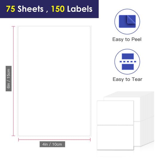 L LIKED 4"x6" Blank Removable Labels for Storage Bins,  No Residue Handwritten Stickers for Boxes and Cases (150 Labels)