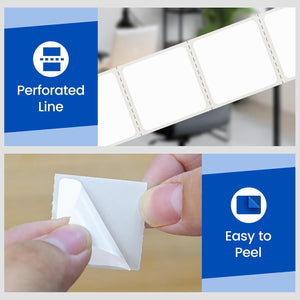 L LIKED 10 Rolls 13800 Pcs 1x1 Inch Square Removable Thermal Labels | Smudge & residue-free adhesive. QR codes compatible, water & oil resistant. For home & office, No Residue