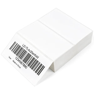 L LIKED 4" X 2" Fanfold Direct Thermal Labels - 500/1000 Total UPC and Shipping Labels Compatible with Zebra, Munbyn, and Rollo Thermal Printers