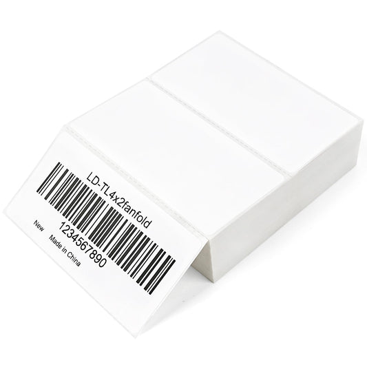 L LIKED 4" X 2" Fanfold Direct Thermal Labels - 500/1000 Total UPC and Shipping Labels Compatible with Zebra, Munbyn, and Rollo Thermal Printers