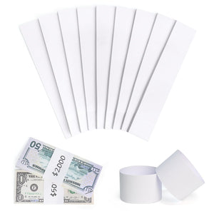 L LIKED Money Bands, Self Sealing Currency Money Straps for Bill Wrappers, Blank, White