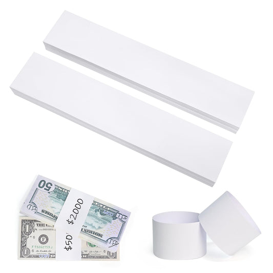 L LIKED Money Bands, Self Sealing Currency Money Straps for Bill Wrappers, Blank, White