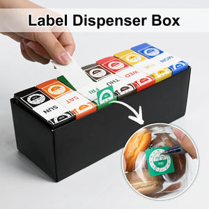 L LIKED 7000 Pcs Day of Week Dissolvable Labels 1"x1" Water Soluble Labels | Clock design,one day one color for FIFO. Writable -40~150°F, dishwasher safe. For restaurant kitchen & pantry