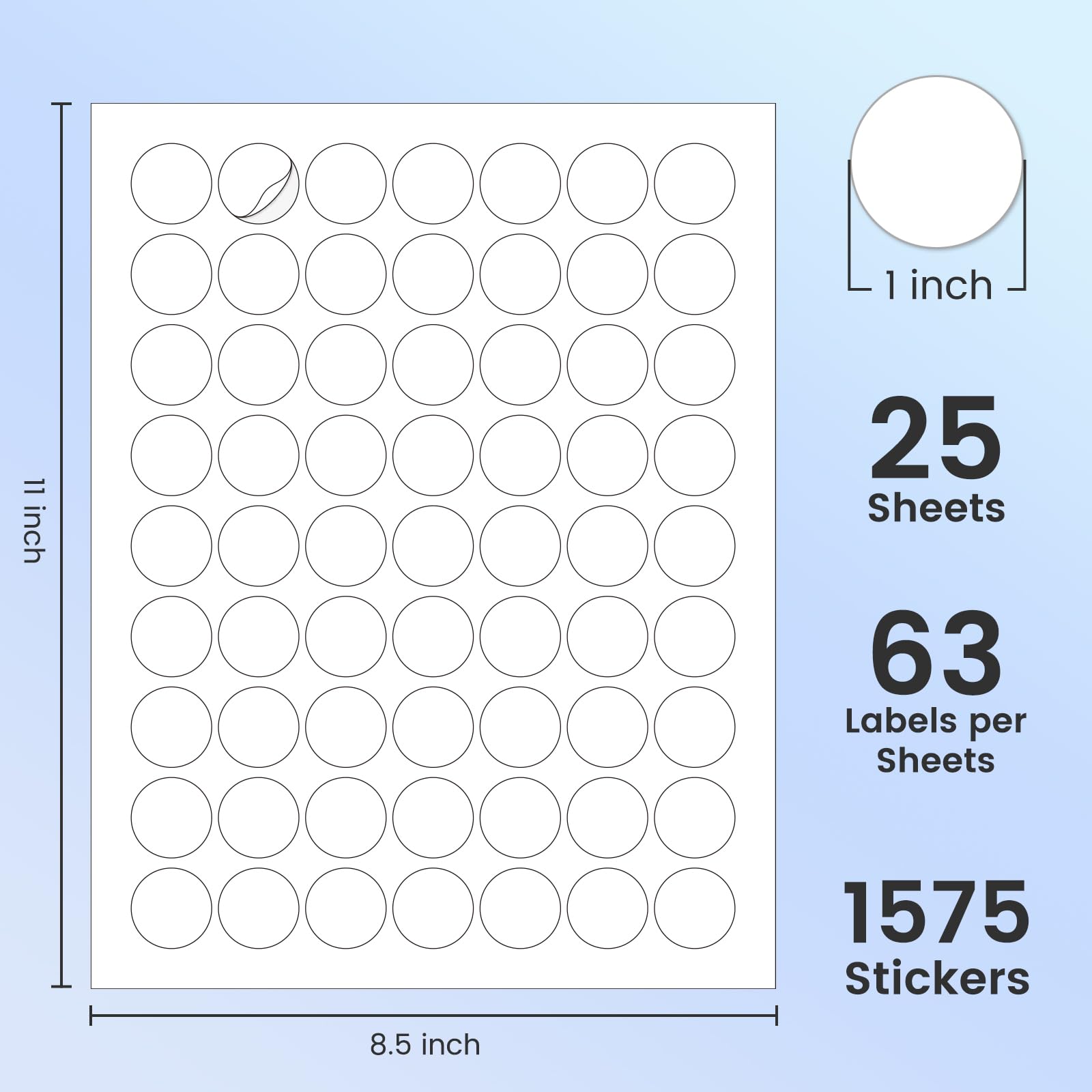 L LIKED Printable Round Labels,Matte White