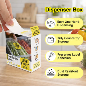 LLIKED 500 Pcs Use First Dissolvable Labels 1"x1" Water Soluble Labels Suitable for Inventory Control and Expiry Date Tracking in Pantry, Kitchen, Restaurant, Cafe and Food Service.