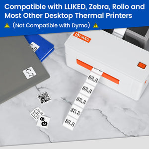 L LIKED  Removable Direct Thermal Labels with Perforated Lines, Water and Oil Resistant, Compatible with Rollo, Zebra Desktop Printers and More