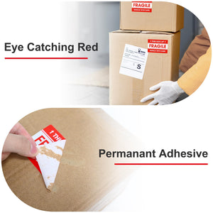 L LIKED 2"x 3" Fragile Stickers for Shipping and Moving,Strong Adhesive (Handle with Care,This Side Up)
