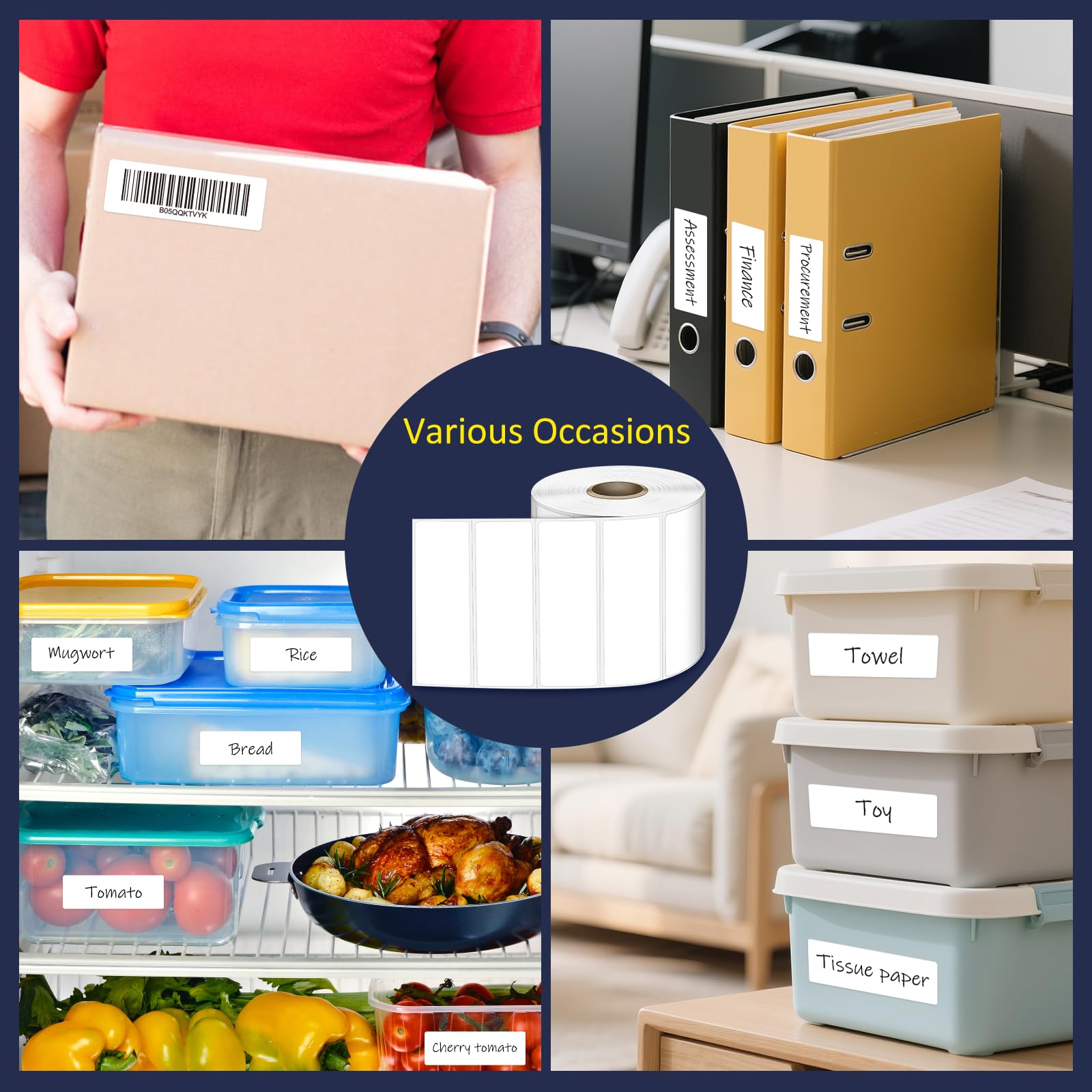 L LIKED 4"x2", 3"x2", 3"x1" Direct Thermal Labels for Block, Permanent Adhesive Barcode Adress Labels & Compatible with Rollo, Zebra and Other Desktop Printers
