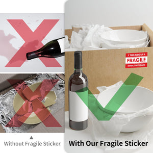 L LIKED 2"x 3" Fragile Stickers for Shipping and Moving,Strong Adhesive (Handle with Care,This Side Up)