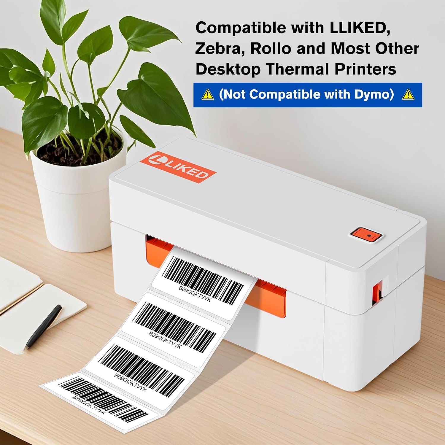 L LIKED 2" x 1" Removable Thermal Labels No Residue 10 Rolls 13000 Pcs | Water & oil resistant, smudge-proof. For home, office, school supplies, organization & inventory tracking