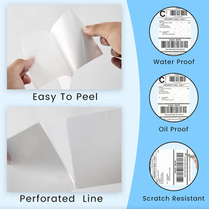 L LIKED 4" x 6" Removable Direct Thermal Labels with Perforated Lines, Water and Oil Resistant, Compatible with Rollo, Zebra Desktop Printers and More (1 Roll, 200 Labels)