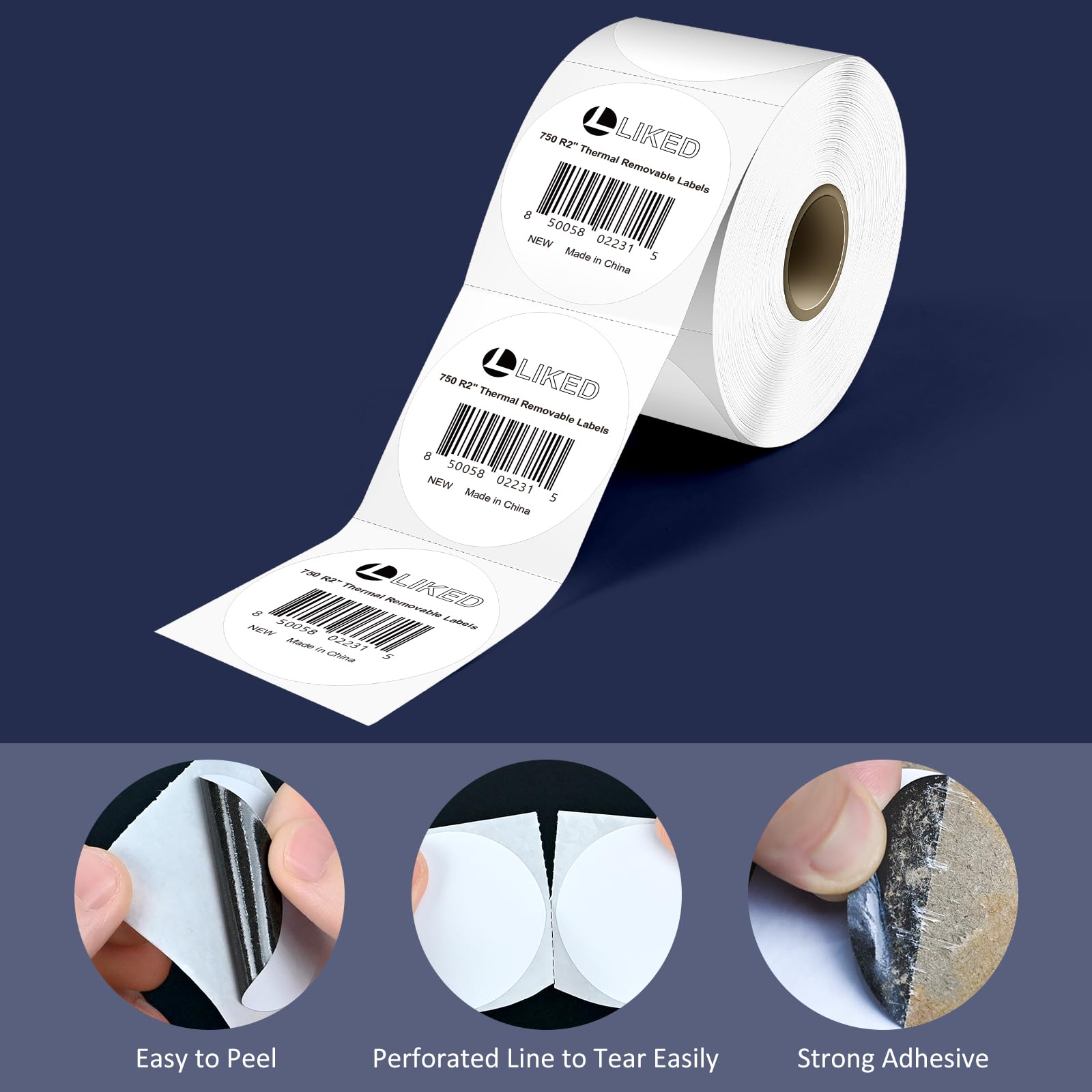 L LIKED 2"x2"  2"x1" Direct Square & 2" circle Thermal Labels  for Block, Permanent Adhesive Barcode Adress Labels & Compatible with Rollo, Zebra and Other Desktop Printers
