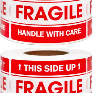 L LIKED 2"x 3" Fragile Stickers for Shipping and Moving,Strong Adhesive (Handle with Care,This Side Up)