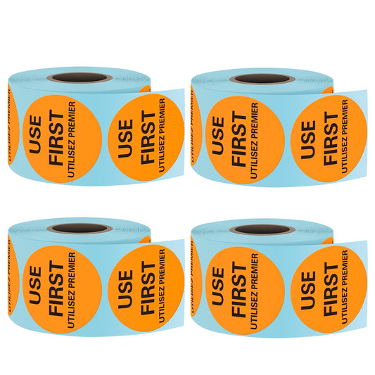 L LIKED 2000 Pcs Use First Circle Stickers 1.5 Inch Round Inventory Control Labels for Restaurant  Food Service 4 Rolls (Orange)