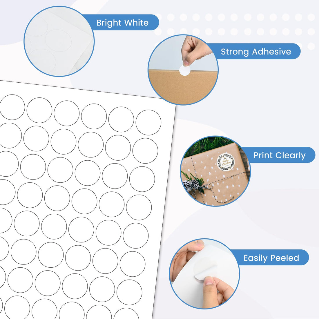 L LIKED Printable Round Labels,Matte White