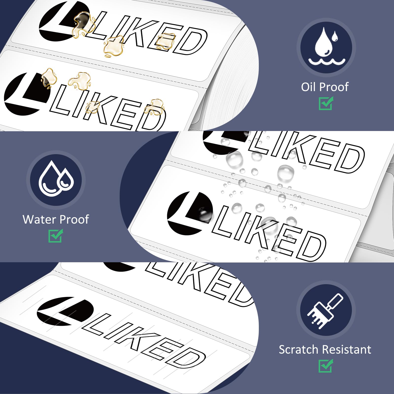 L LIKED 4"x2", 3"x2", 3"x1" Direct Thermal Labels for Block, Permanent Adhesive Barcode Adress Labels & Compatible with Rollo, Zebra and Other Desktop Printers