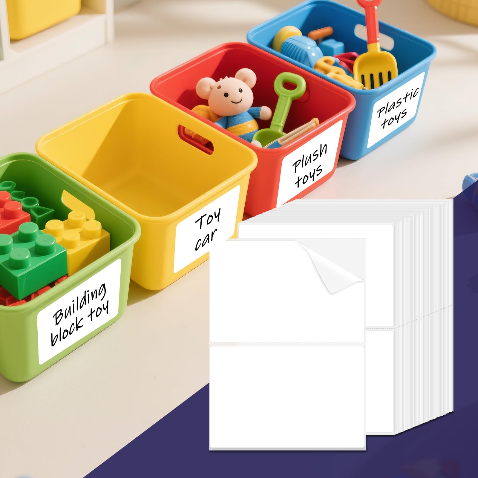 L LIKED 4"x6" Blank Removable Labels for Storage Bins,  No Residue Handwritten Stickers for Boxes and Cases (150 Labels)