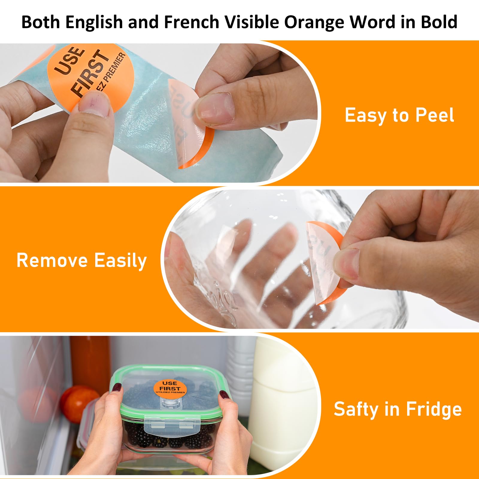 L LIKED 2000 Pcs Use First Circle Stickers 1.5 Inch Round Inventory Control Labels for Restaurant  Food Service 4 Rolls (Orange)