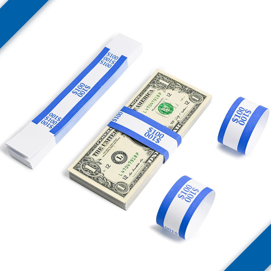 L LIKED Money Band Self Sealing Currency Straps for Bill Wrappers 100 PCS