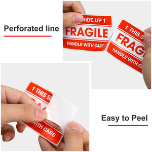 L LIKED 2"x 3" Fragile Stickers for Shipping and Moving,Strong Adhesive (Handle with Care,This Side Up)