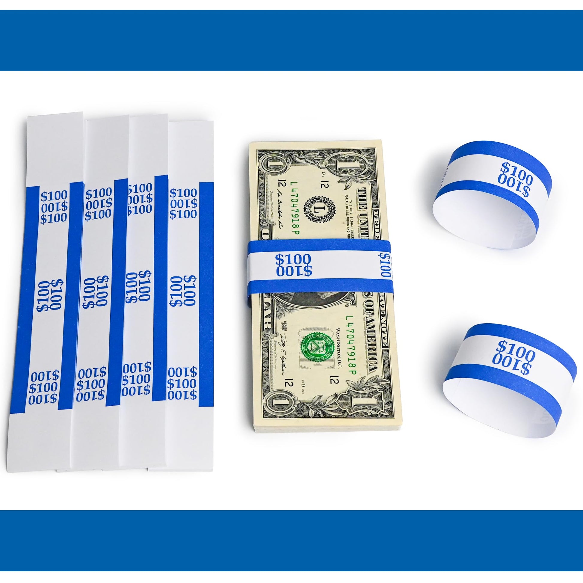 L LIKED Money Band Self Sealing Currency Straps for Bill Wrappers 100 PCS