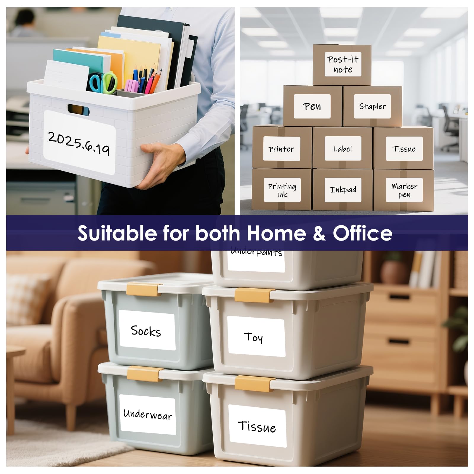 L LIKED 4"x6" Blank Removable Labels for Storage Bins,  No Residue Handwritten Stickers for Boxes and Cases (150 Labels)