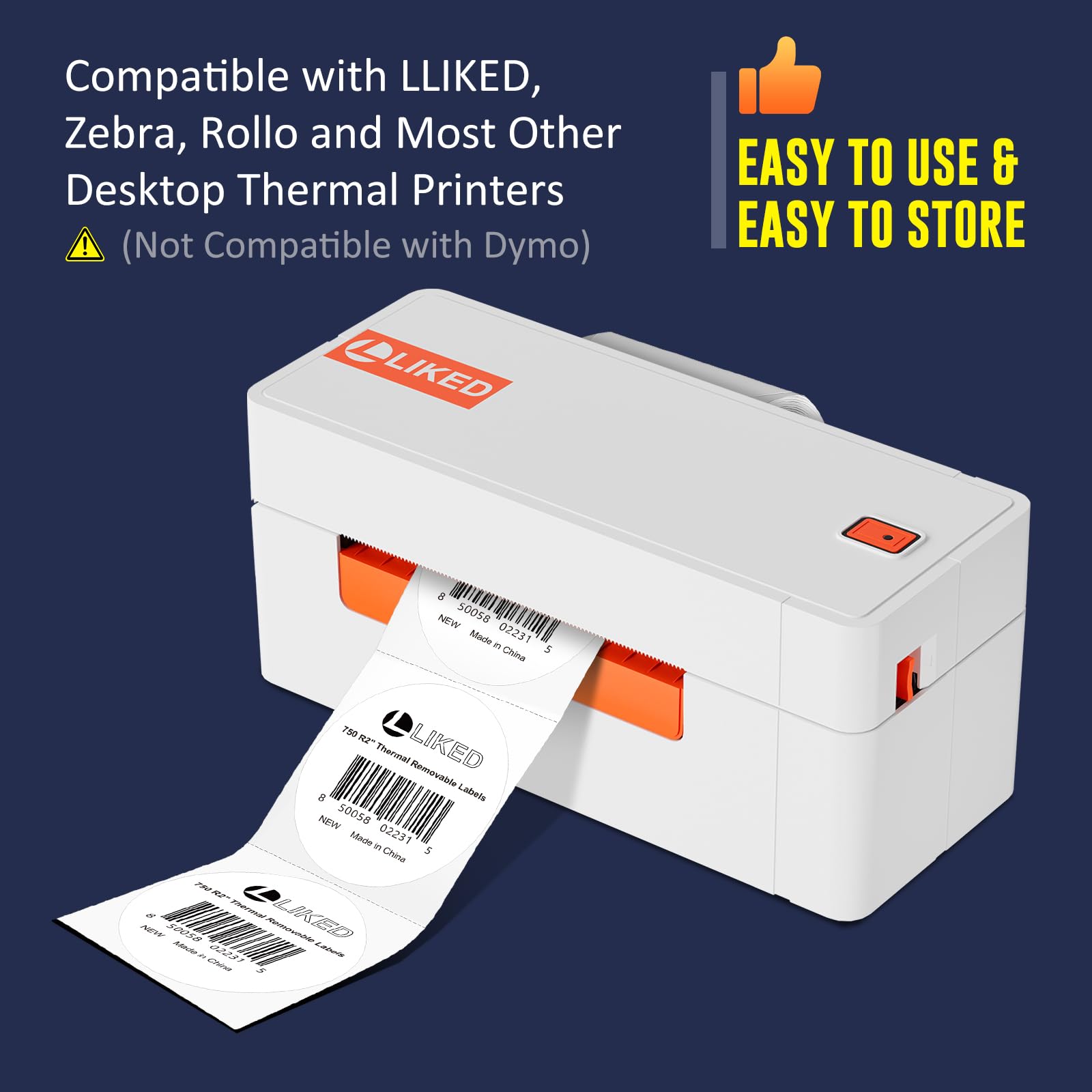 L LIKED 2"x2"  2"x1" Direct Square & 2" circle Thermal Labels  for Block, Permanent Adhesive Barcode Adress Labels & Compatible with Rollo, Zebra and Other Desktop Printers